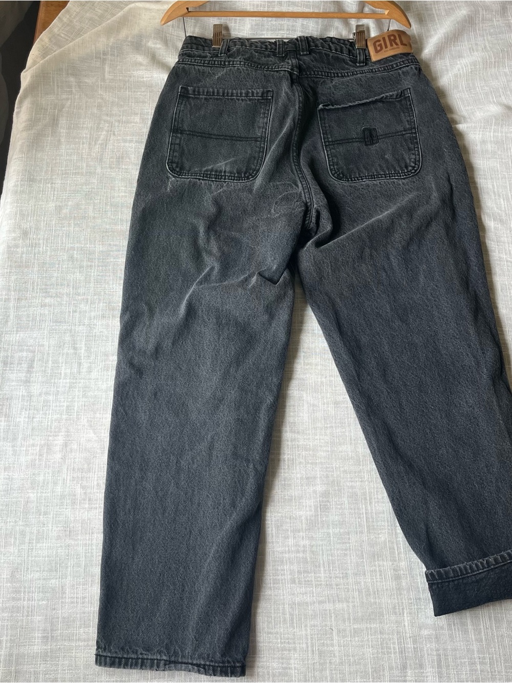 90s GIRL Skater Baggy Jeans Black Denim - Picture 4 of 13